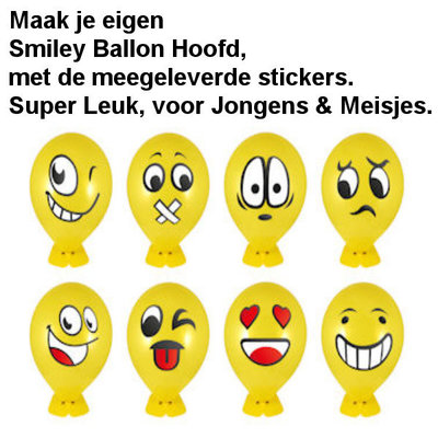 Decopatent 24 STUKS - MIX Smiley Ballon Hoofden - Maak je eigen Smiley Ballon Hoofd - Uitdeelcadeautjes - Traktatie voor Jongens en Meisjes