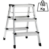 Decopatent Decopatent® Huishoudtrap Keukentrap - Met 3 Treden - Aluminium - Huishoudladder Inklapbaar - Trapladder Opvouwbaar - Anti-Slip