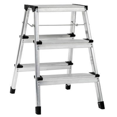 Decopatent Decopatent® Huishoudtrap Keukentrap - Met 3 Treden - Aluminium - Huishoudladder Inklapbaar - Trapladder Opvouwbaar - Anti-Slip