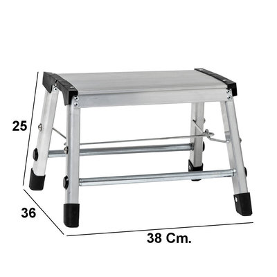 Decopatent Decopatent® Huishoudtrap Keukentrap - Met 1 Treden - Aluminium - Huishoudladder Inklapbaar - Trapladder Opvouwbaar - Anti-Slip