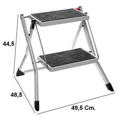 Decopatent Decopatent® Huishoudtrap Keukentrap - Met 2 Treden - Metaal - Huishoudladder Inklapbaar - Trapladder Opvouwbaar - Anti-Slip