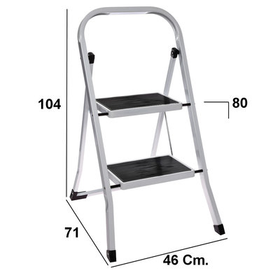Decopatent Decopatent® Huishoudtrap Keukentrap - Met 2 Treden - Metaal - Huishoudladder Inklapbaar - Trapladder Opvouwbaar - Anti-Slip