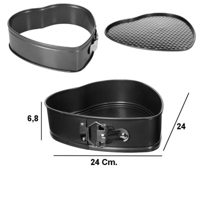 Decopatent Decopatent® Harten Springvorm Bakvorm-  Ø23 Cm - Hart - Metaal - Bakvorm - Cakevorm - Taartvorm