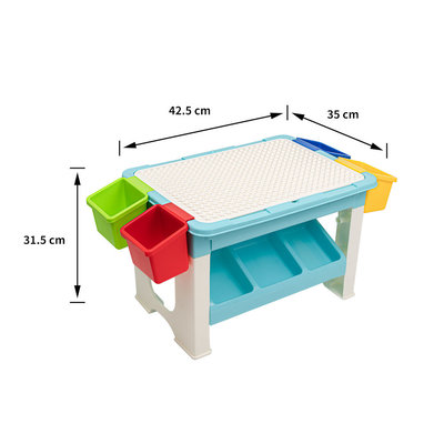 Decopatent Decopatent® - Speeltafel met bouwplaat (geschikt voor Duplo® blokken) en vlakke kant. Kindertafel met 7 Opbergbakken - Bouwtafel