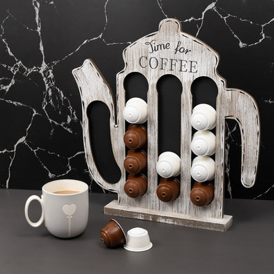 Decopatent Decopatent® - Capsulehouder Dolce Gusto - Koffiepot Design - Capsule houder voor dolce gusto koffie cups - Cuphouder - Wit / Grijs