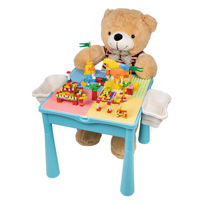 Decopatent Decopatent® - Kindertafel - Speeltafel met 1 Stoel & bouwplaat (Voor Lego® & Duplo® blokken) Bouwtafel - Watertafel - Boekenhouder