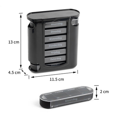 Decopatent Decopatent® Medicijndoos 7 dagen met 4 vakken per dag - Nederlands - Pillendoos voor een week - medicijnbox / pillen organizer