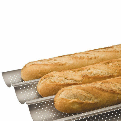 Decopatent Decopatent® Stokbroodvorm - Bakvorm voor Stokbrood - 4 rijen - Baguette bakvorm - Stokbroodvorm patisse - 38 x 33 x 2 Cm