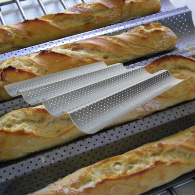 Decopatent Decopatent® Stokbroodvorm - Bakvorm voor Stokbrood - 4 rijen - Baguette bakvorm - Stokbroodvorm patisse - 38 x 33 x 2 Cm