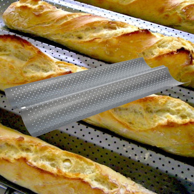 Decopatent Decopatent® Stokbroodvorm - Bakvorm voor Stokbrood - 2 rijen - Baguette bakvorm - Stokbroodvorm patisse - 38 x 16.5 x 2 Cm