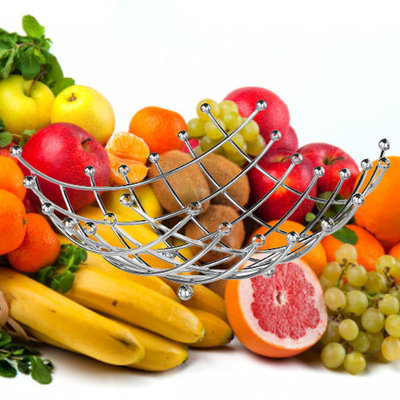 Decopatent Decopatent® Design Fruitschaal Vierkant - Schaal voor fruit - Design Fruitmand - Metaal - Afm: 31 x 31 x 14 Cm - Zilver