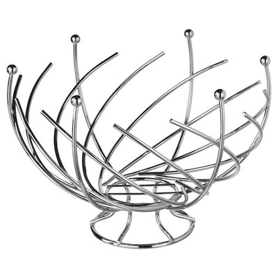 Decopatent Decopatent® Design Fruitschaal Rond - Schaal voor fruit - Ronde Design Fruitmand - Metaal - Afm: 30 x 30 x 21 Cm - Zilver