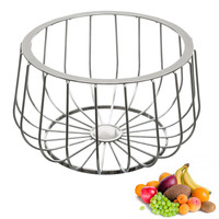 Decopatent Decopatent® Design Fruitschaal Rond - Schaal voor fruit - Ronde Design Fruitmand - Metaal - Afm: 25 x 35 x 14 Cm - Zilver