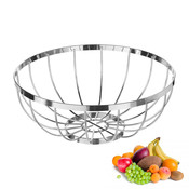 Decopatent Decopatent® Design Fruitschaal Rond - Schaal voor fruit - Ronde Design Fruitmand - Metaal - Afm: 31 x 31 x 12.5 Cm - Zilver