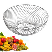 Decopatent Decopatent® Design Fruitschaal Rond - Schaal voor fruit - Ronde Design Fruitmand - Metaal - Afm: 30.5 x 30.5 x 12 Cm - Zilver