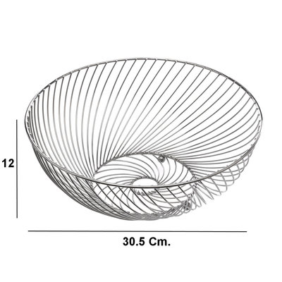 Decopatent Decopatent® Design Fruitschaal Rond - Schaal voor fruit - Ronde Design Fruitmand - Metaal - Afm: 30.5 x 30.5 x 12 Cm - Zilver