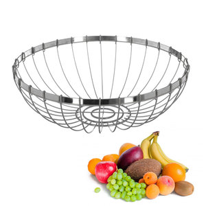 Decopatent Decopatent® Design Fruitschaal Rond - Schaal voor fruit - Ronde Design Fruitmand - Metaal - Afm: 30 x 30 x 10.5 Cm - Zilver