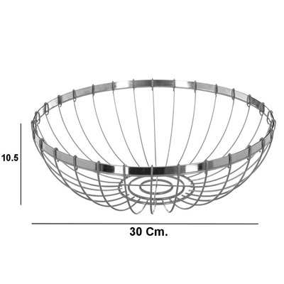 Decopatent Decopatent® Design Fruitschaal Rond - Schaal voor fruit - Ronde Design Fruitmand - Metaal - Afm: 30 x 30 x 10.5 Cm - Zilver