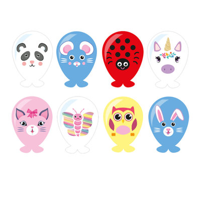 Henbrandt 24 STUKS - MIX Dieren Meiden Ballon Hoofden - Maak je eigen Dieren Ballon Hoofd - Uitdeelcadeautjes - Traktatie voor Meisjes