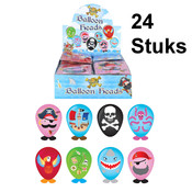 Henbrandt 24 STUKS - MIX Dieren Piraten Ballon Hoofden - Maak je eigen Dieren Ballon Hoofd - Uitdeelcadeautjes - Traktatie voor Jongens