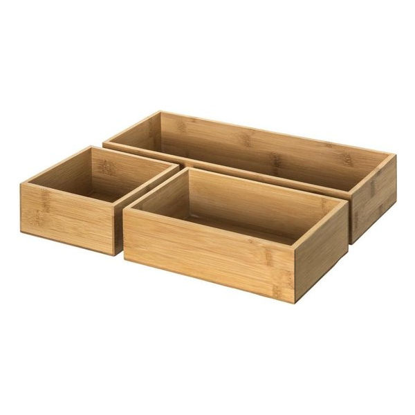 Decopatent® 3-Delige Bestekbak - Lade Indeling met 3 bakjes - Ladebakjes - Besteklade Organizer - Bamboe hout - Bestekcassette - Decopatent® 3-Delige Bestekbak - Lade Indeling met 3 bakjes - Ladebakjes - Besteklade Organizer - Bamboe hout - Bestekcassette -