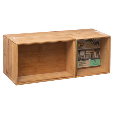 Decopatent Decopatent® 3-Delige Bestekbak - Lade Indeling met 3 bakjes -  Ladebakjes - Besteklade Organizer - Bamboe hout - Bestekcassette