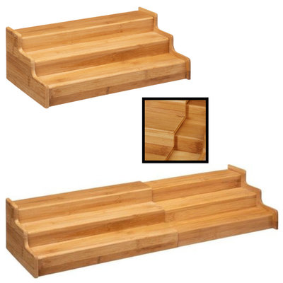 Decopatent Decopatent® Kruidenrekje Uitschuifbaar - Staand 3 laags Kruidenrek voor 36 kruidenpotjes - Specerijen rek - Bamboe Hout