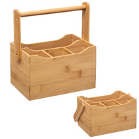 Decopatent Decopatent® Bestek Organizer - Bamboe hout - 4 vakken - Keuken bestekorganizer met handgreep - bestek houder 4 vakken