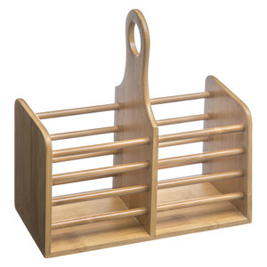 Decopatent Decopatent® Bestek Organizer - Bamboe hout - 2 grote vakken - Keuken bestekorganizer met handgreep - bestek houder 2 vaks