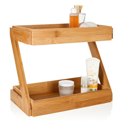 Decopatent Decopatent® 2 Laags Keuken Opbergrek - Staand rek 2 etages - Keukenrek - Bamboe Hout - Etagere rek - Kruidenrek - Keuken Organizer