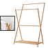 Decopatent Decopatent® Staand Kledingrek met 1 Legplank en 2 Hangstangen - Kledingstandaard - Garderobe slaapkamer - Bamboe hout - 90x55x150