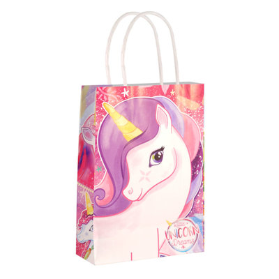 Henbrandt Decopatent® 24 STUKS Unicorn / Eenhoorn Traktatie Uitdeel papieren zakjes met handvat - Traktaitezakjes voor uitdeelcadeautjes