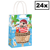 Henbrandt Decopatent® 24 STUKS Piraten Traktatie Uitdeel papieren zakjes met handvat - Piraat Traktaitezakjes voor uitdeelcadeautjes