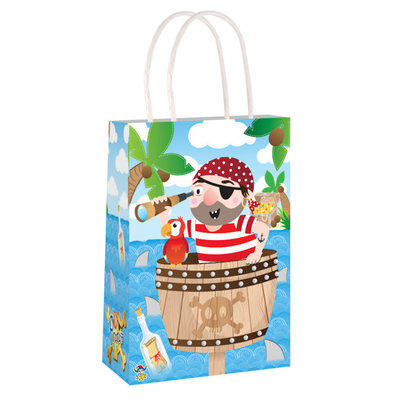 Henbrandt Decopatent® 24 STUKS Piraten Traktatie Uitdeel papieren zakjes met handvat - Piraat Traktaitezakjes voor uitdeelcadeautjes