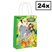 Henbrandt Decopatent® 24 STUKS Jungle Traktatie Uitdeel papieren zakjes met handvat - Oerwoud Traktaitezakjes voor uitdeelcadeautjes