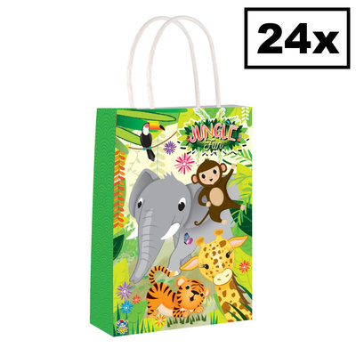 Henbrandt Decopatent® 24 STUKS Jungle Traktatie Uitdeel papieren zakjes met handvat - Oerwoud Traktaitezakjes voor uitdeelcadeautjes