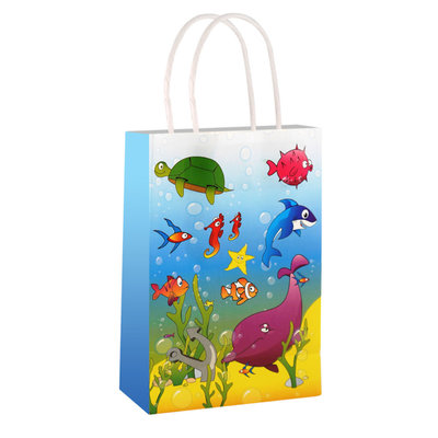 Decopatent Decopatent® 24 STUKS Sea Life Traktatie Uitdeel papieren zakjes met handvat - Zee Dieren Traktaitezakjes voor uitdeelcadeautjes