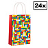 Henbrandt Decopatent® 24 STUKS Bouwstenen Traktatie Uitdeel papieren zakjes met handvat - Bricks Traktaitezakjes voor uitdeelcadeautjes