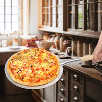 Decopatent Decopatent® Pizzaschep - Ronde pizzaschep met lang houten Handvat (80cm) - Pizzaspatel Hout / Rvs metaal - ROND