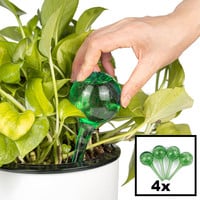 Decopatent Decopatent® 4 Stuks - Waterdruppelaar voor Planten - Watergever - Glas - Waterbollen - Watergeefsysteem - Plantenbollen - Groen