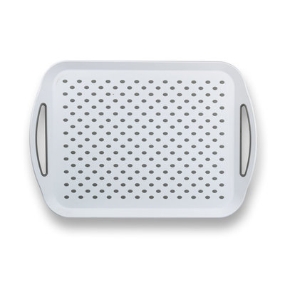 Decopatent Decopatent® Dienblad Rechthoekig - Anti-slip Dienblad - Diep dienblad met antislip - Met handvatten - 45 x 32 x 4 Cm - Kleur Wit