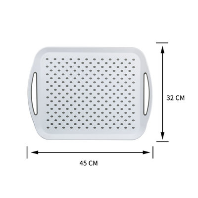 Decopatent Decopatent® Dienblad Rechthoekig - Anti-slip Dienblad - Diep dienblad met antislip - Met handvatten - 45 x 32 x 4 Cm - Kleur Wit