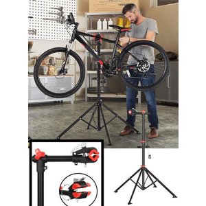 Decopatent Fiets Montagestandaard - 360° draaibaar - In Hoogte verstelbaar + Gereedschapsbakje & Stuurhouder - Fietsstaander / Ophangsysteem - Fiets montage reparatie standaard - Voor Racefiets, Mtb, Mountainbike, Fietsen - Montage standaard Fiets - Decopatent®