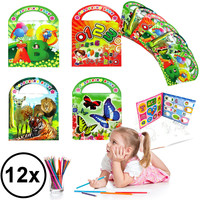 Decopatent Decopatent® Uitdeelcadeaus 12 STUKS MIX Kleurboekjes met Stickers - Traktatie Uitdeelcadeautjes voor kinderen - Klein Speelgoed