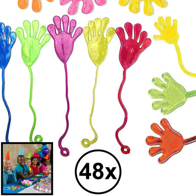 Decopatent Decopatent® Uitdeelcadeaus 48 STUKS Plakhandjes - Sticky Hands - Traktatie Uitdeelcadeautjes voor kinderen - Speelgoed Traktaties