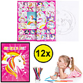 Decopatent Decopatent® Uitdeelcadeaus 12 STUKS Unicorn / Eenhoorn A4 Kleurboekjes met Stickers - Traktatie Uitdeelcadeautjes voor kinderen
