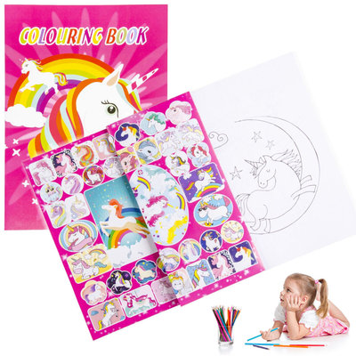 Decopatent Decopatent® Uitdeelcadeaus 12 STUKS Unicorn / Eenhoorn A4 Kleurboekjes met Stickers - Traktatie Uitdeelcadeautjes voor kinderen