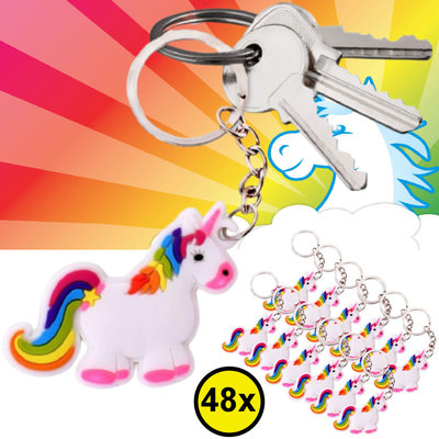 Decopatent Decopatent® Uitdeelcadeaus 48 STUKS Unicorn / Eenhoorn Sleutelhangers - Traktatie Uitdeelcadeautjes voor kinderen - Klein Speelgoed