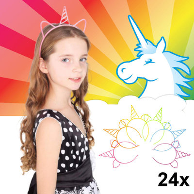 Decopatent Decopatent® Uitdeelcadeaus 24 STUKS Unicorn / Eenhoorn Tiara Diadeem - Traktatie Uitdeelcadeautjes voor kinderen - Traktaties