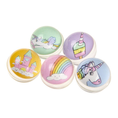 Decopatent Decopatent® Uitdeelcadeaus 50 STUKS Unicorn / Eenhoorn Stuiterballen Ø3.2 Cm - Traktatie Uitdeelcadeautjes voor kinderen - Speelgoed